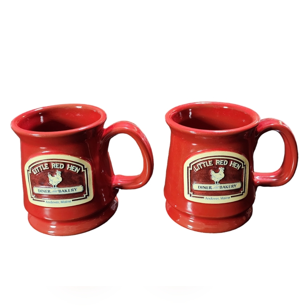 Daneen Little Red Hen Andover Main Ceramic Mugs Set of 2 Pre Owned Condition